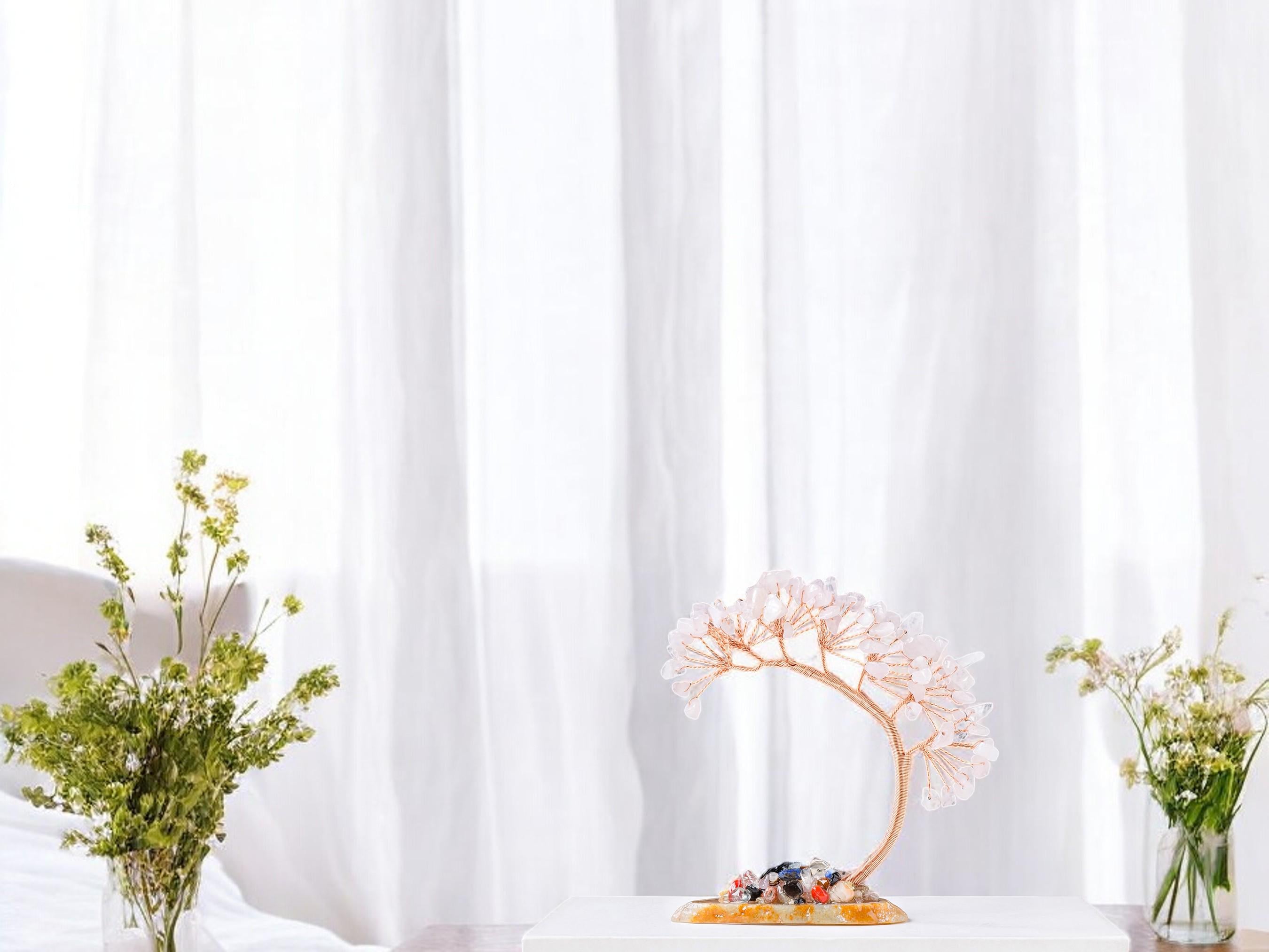Crystal Tree Ornament, Gemstone Bonsai Tree, Bedroom Tabletop Display, Indoor Accessories