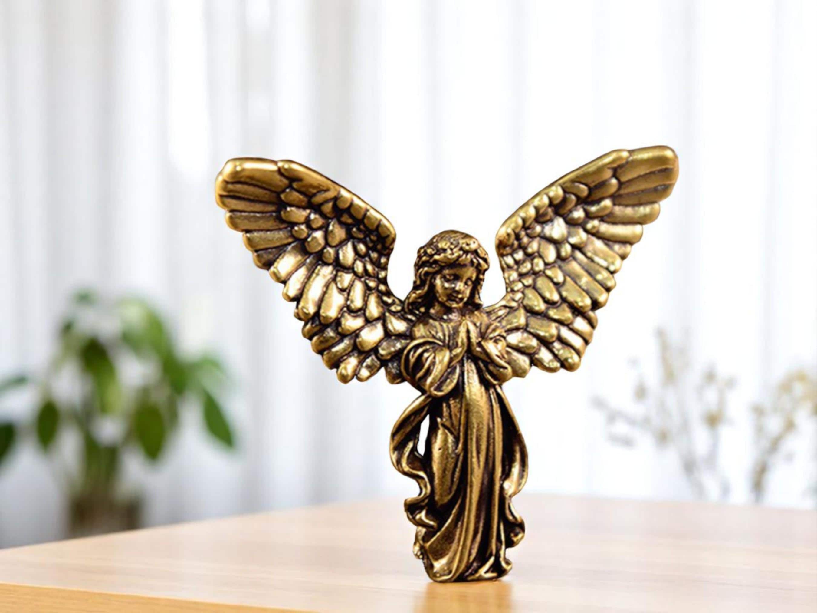 Brass Cupid Angel Statue, Handmade Angel Decor, Retro Love Figurine, Romantic Gift