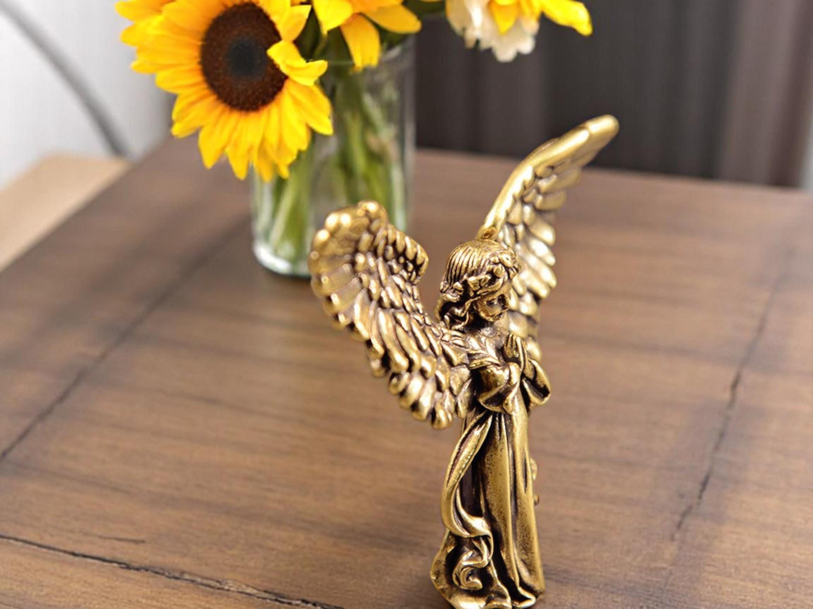 Brass Cupid Angel Statue, Handmade Angel Decor, Retro Love Figurine, Romantic Gift
