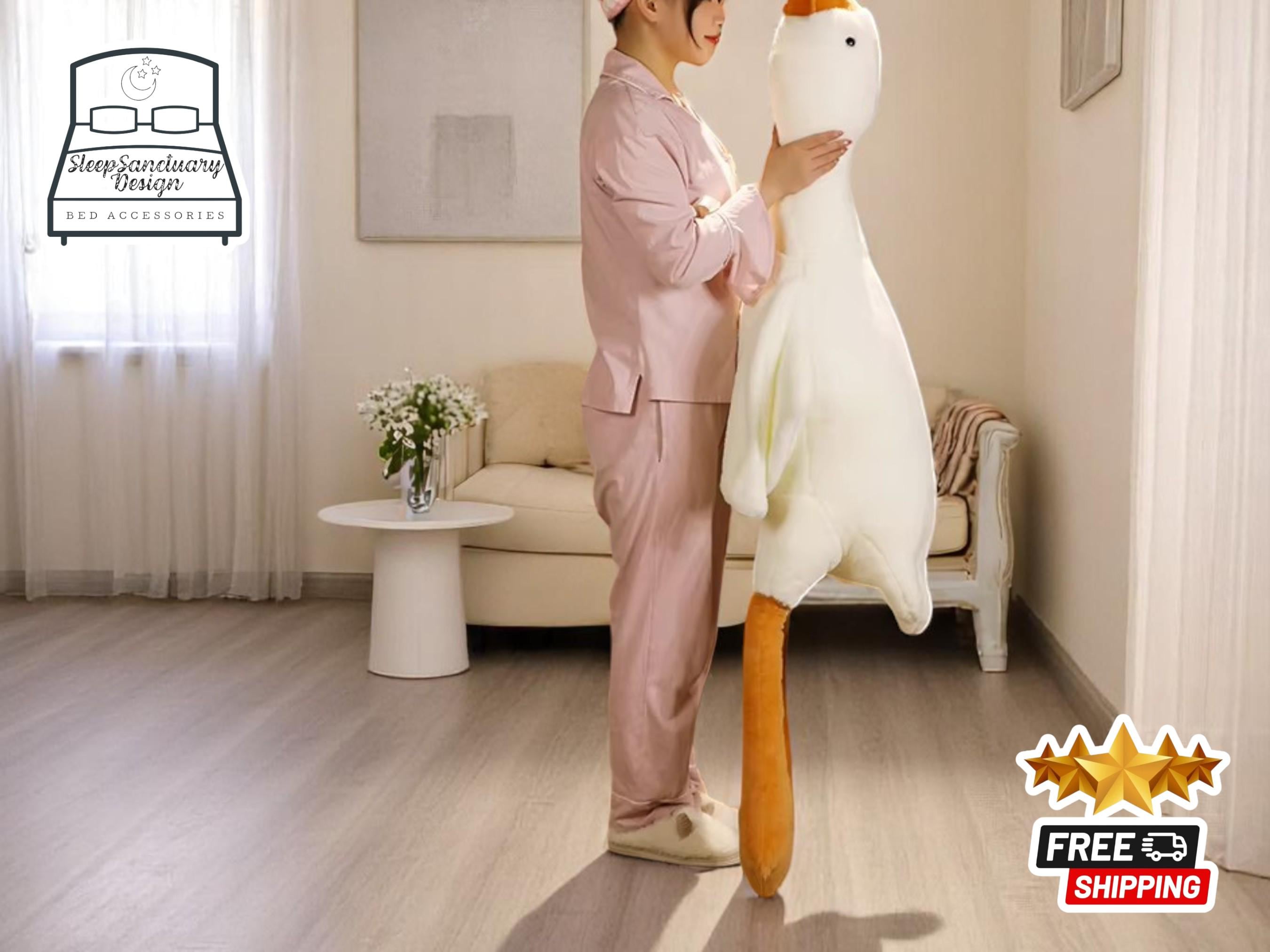 Giant Duck Plush Pillow: Soft Fleece Stuffed Animal, Nursery Decor