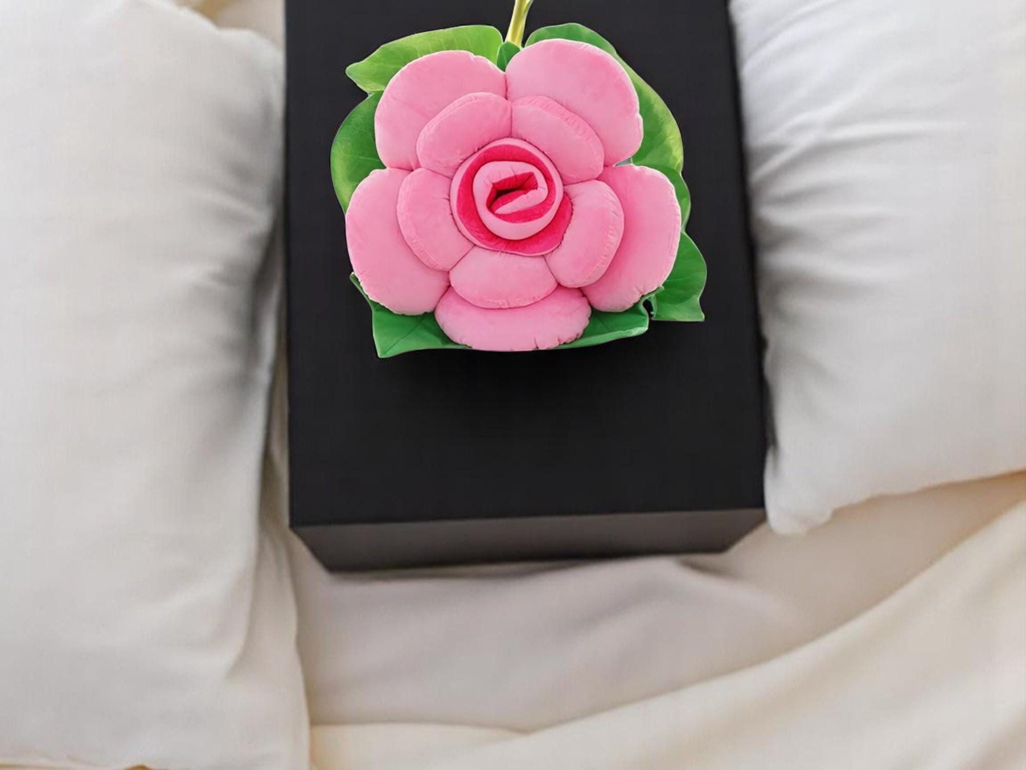 Rose Flower Plush Pillow | Soft Floral Cushion, Aesthetic Decor