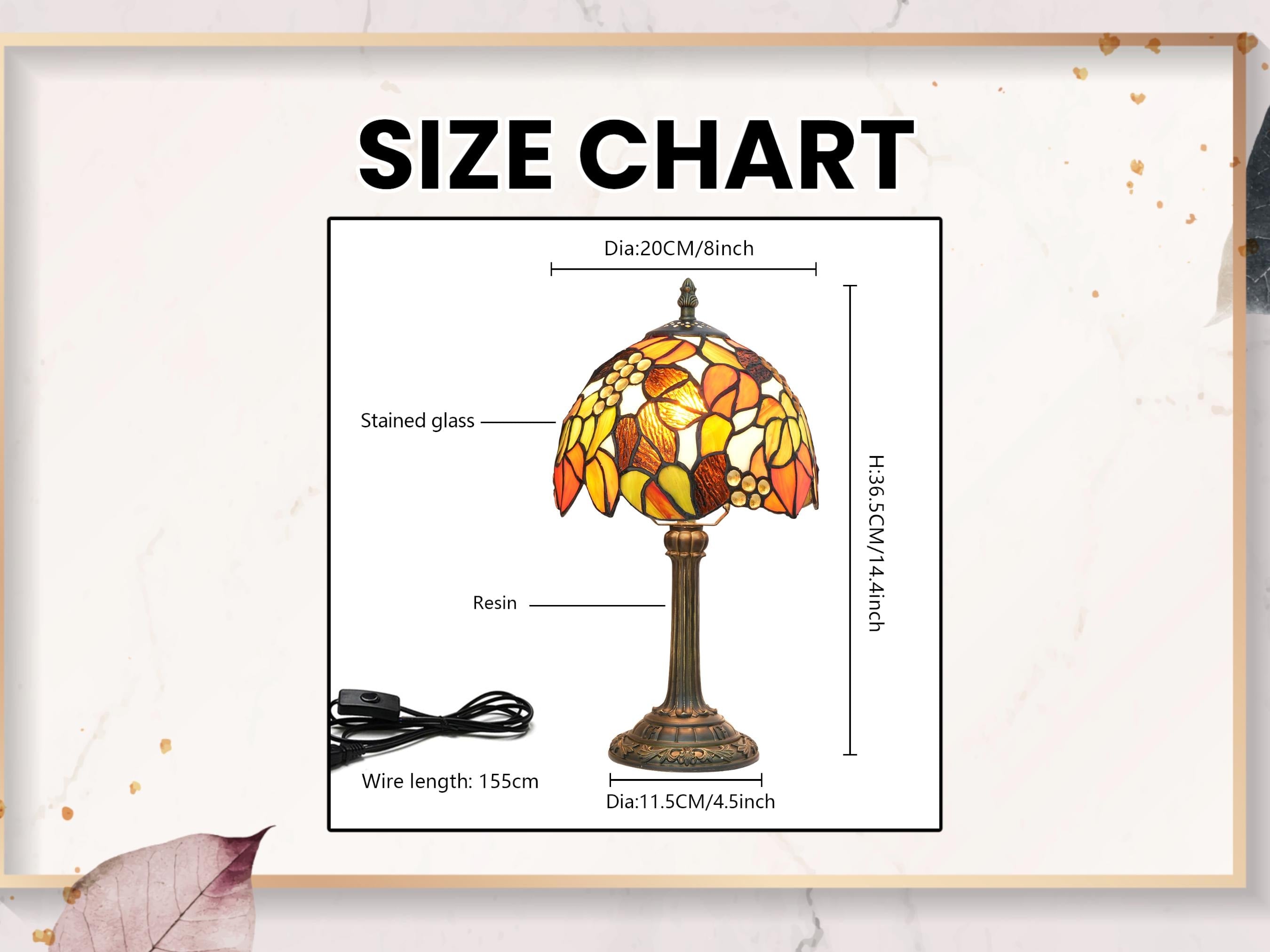 Vintage Stained Glass Table Lamp, Multi-Color Bedside Desk Light, Living Room Decor