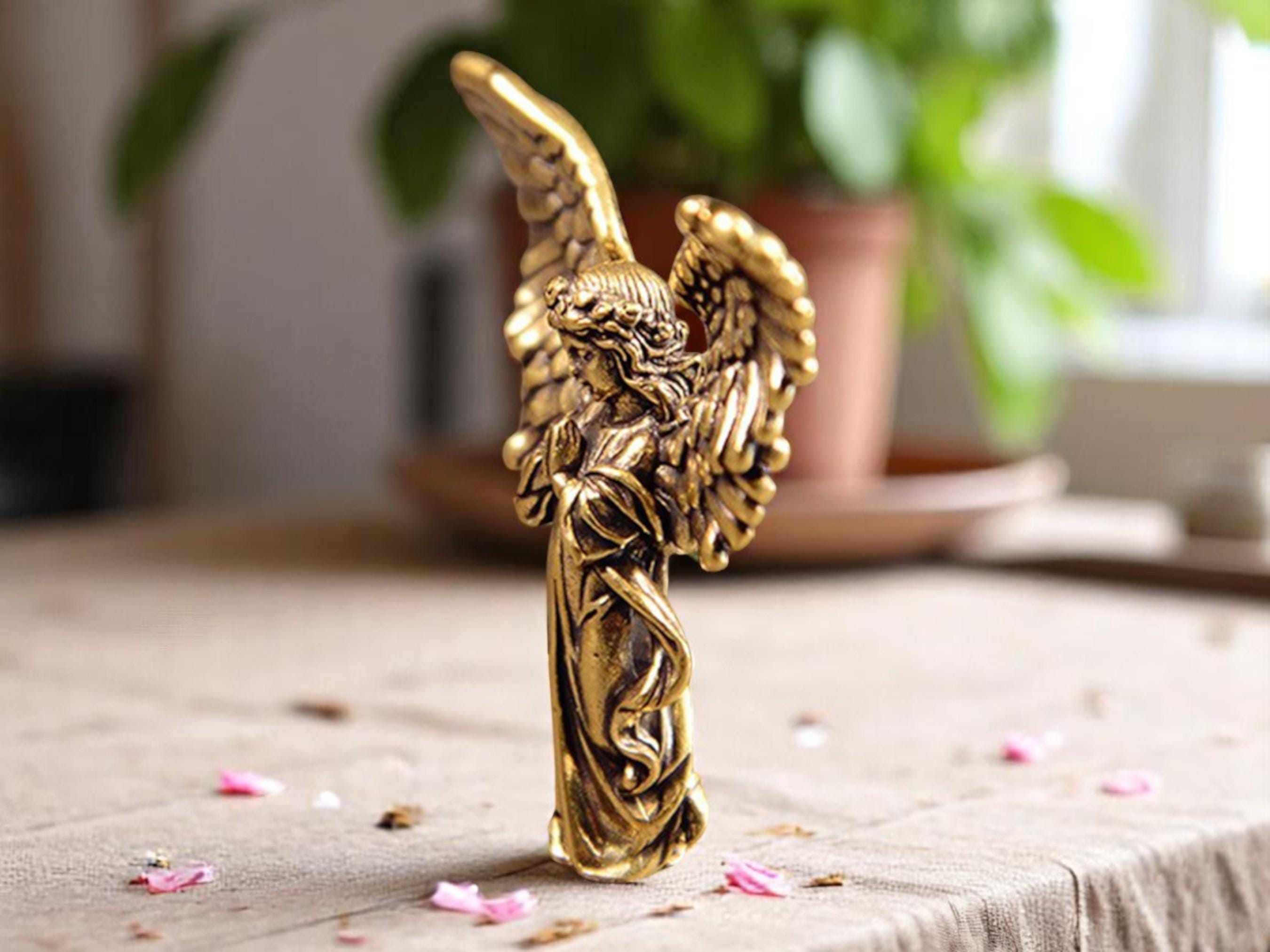 Brass Cupid Angel Statue, Handmade Angel Decor, Retro Love Figurine, Romantic Gift