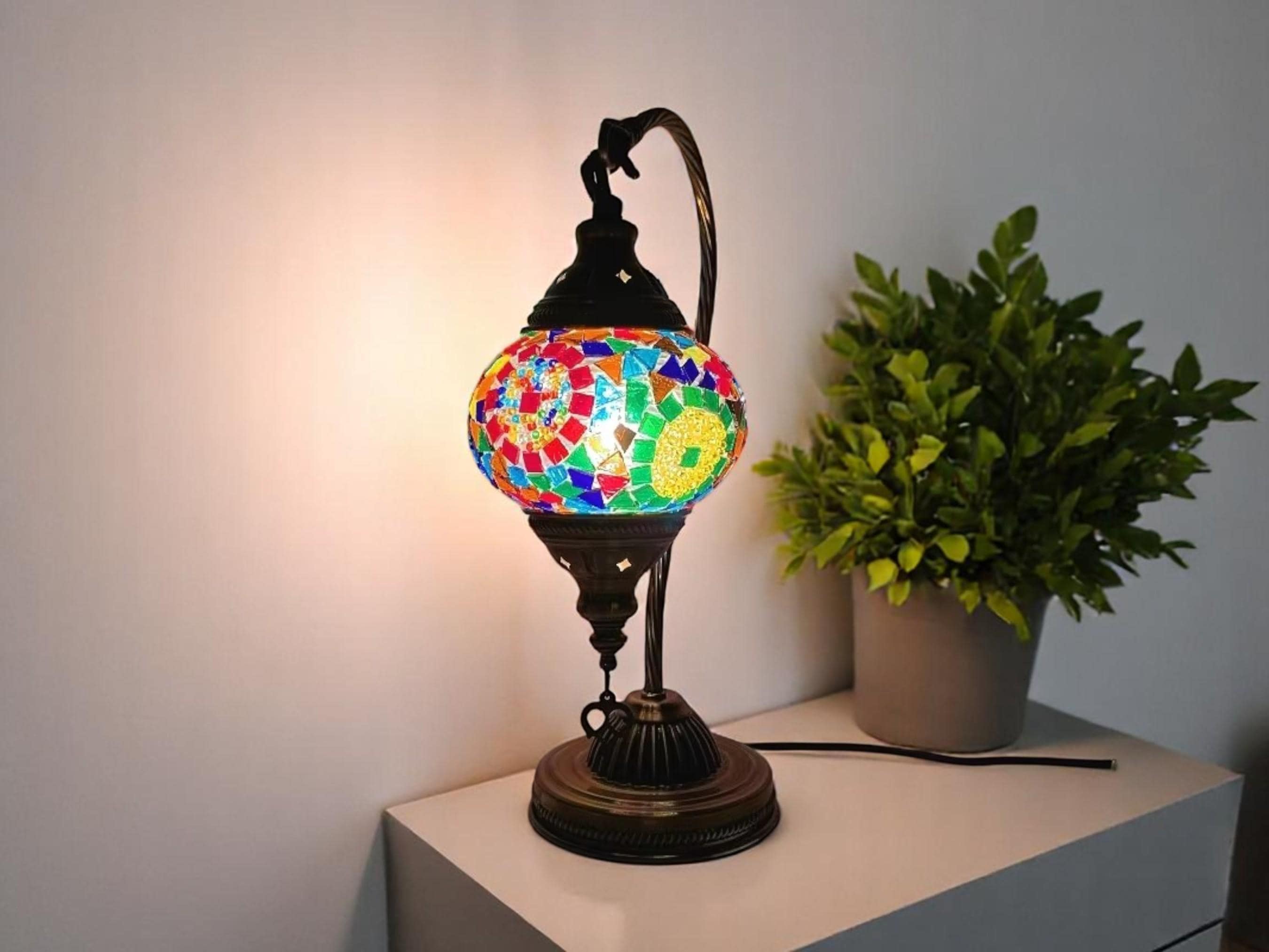 Handmade Mosaic Table Lamp, Colorful Lantern, Ambient Night Light