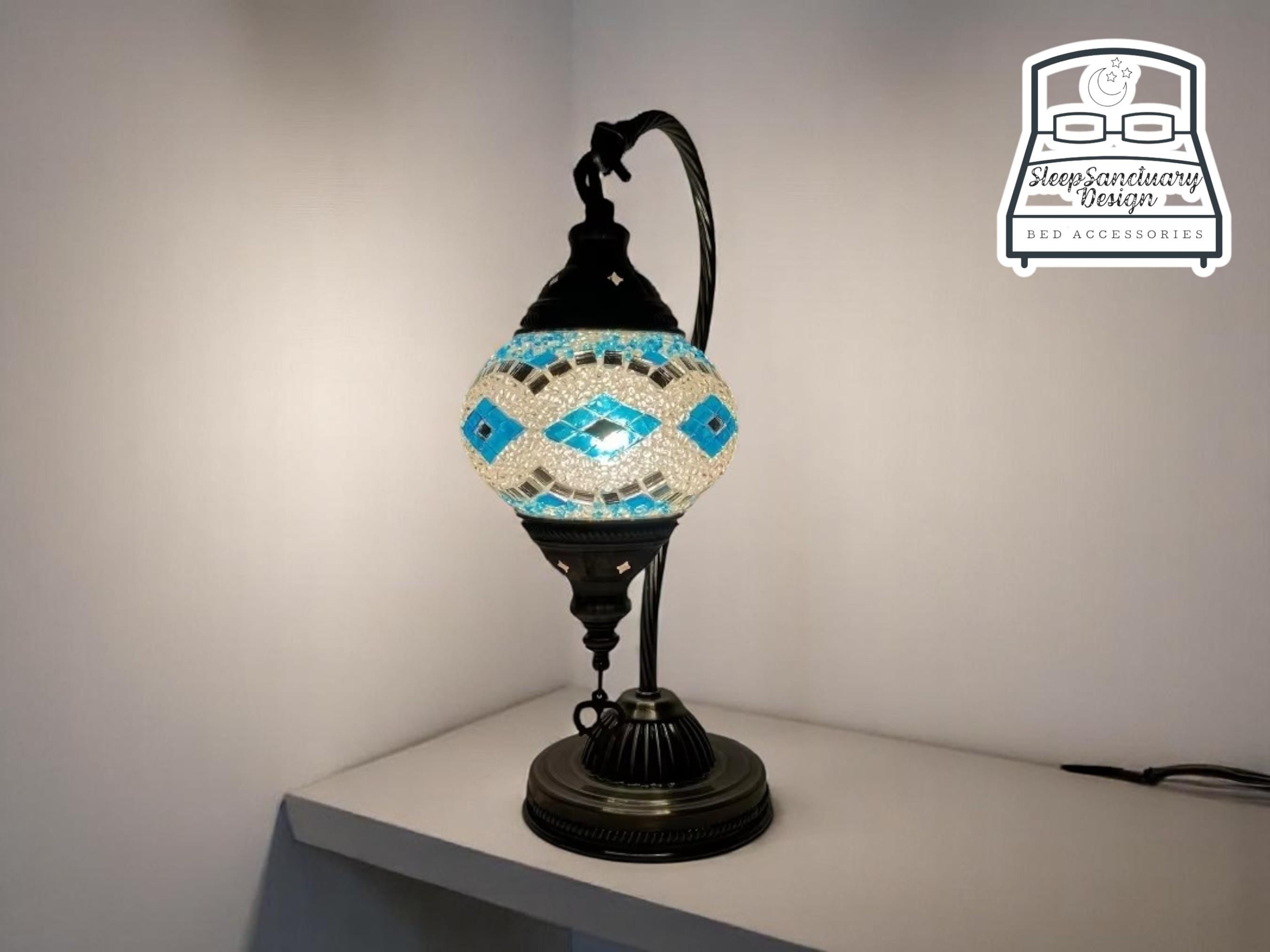 Handmade Mosaic Table Lamp, Colorful Lantern, Ambient Night Light