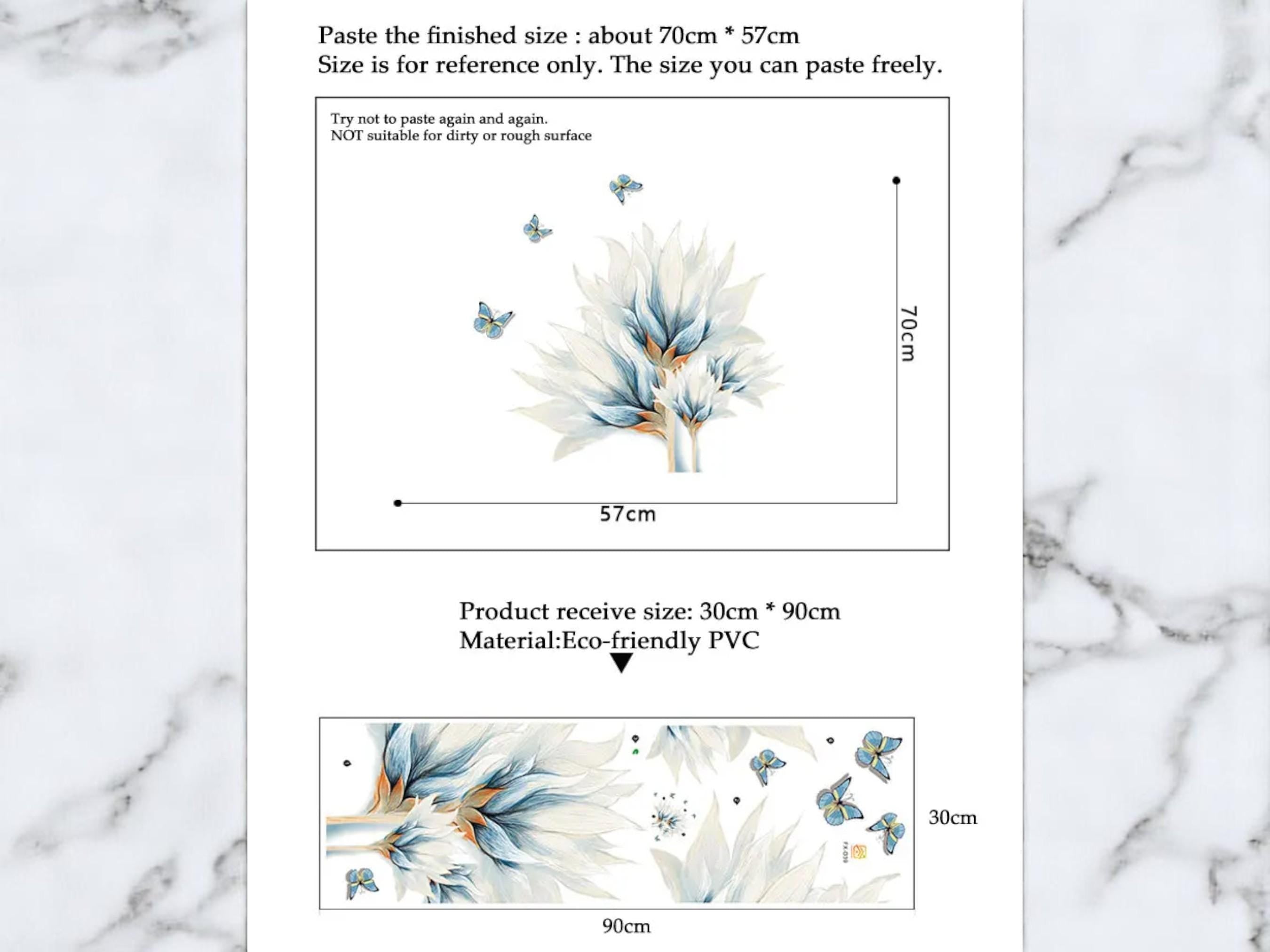 Watercolor Floral Wall Decals, Pastel Flower Mural for Living Room, Boho Nursery Decor