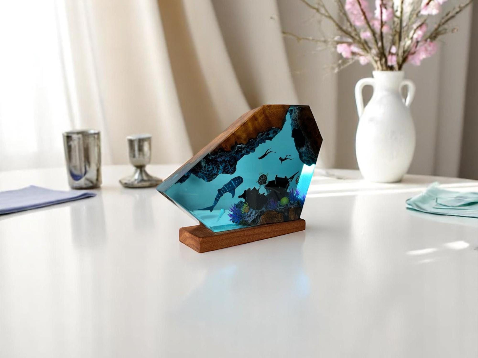 Resin Ocean Lamp, Ocean Night Light, Shipwreck Nautical Decor