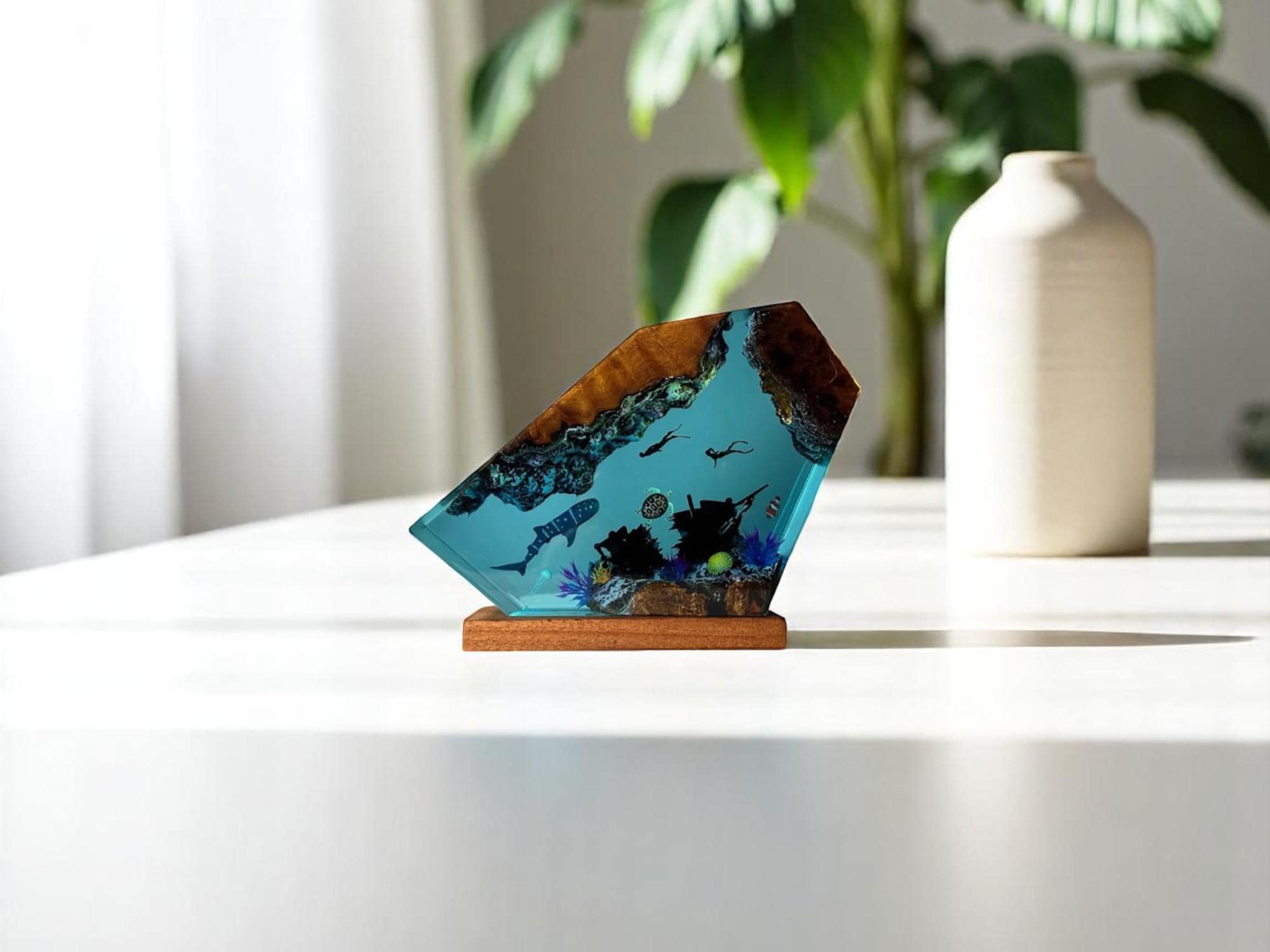 Resin Ocean Lamp, Ocean Night Light, Shipwreck Nautical Decor