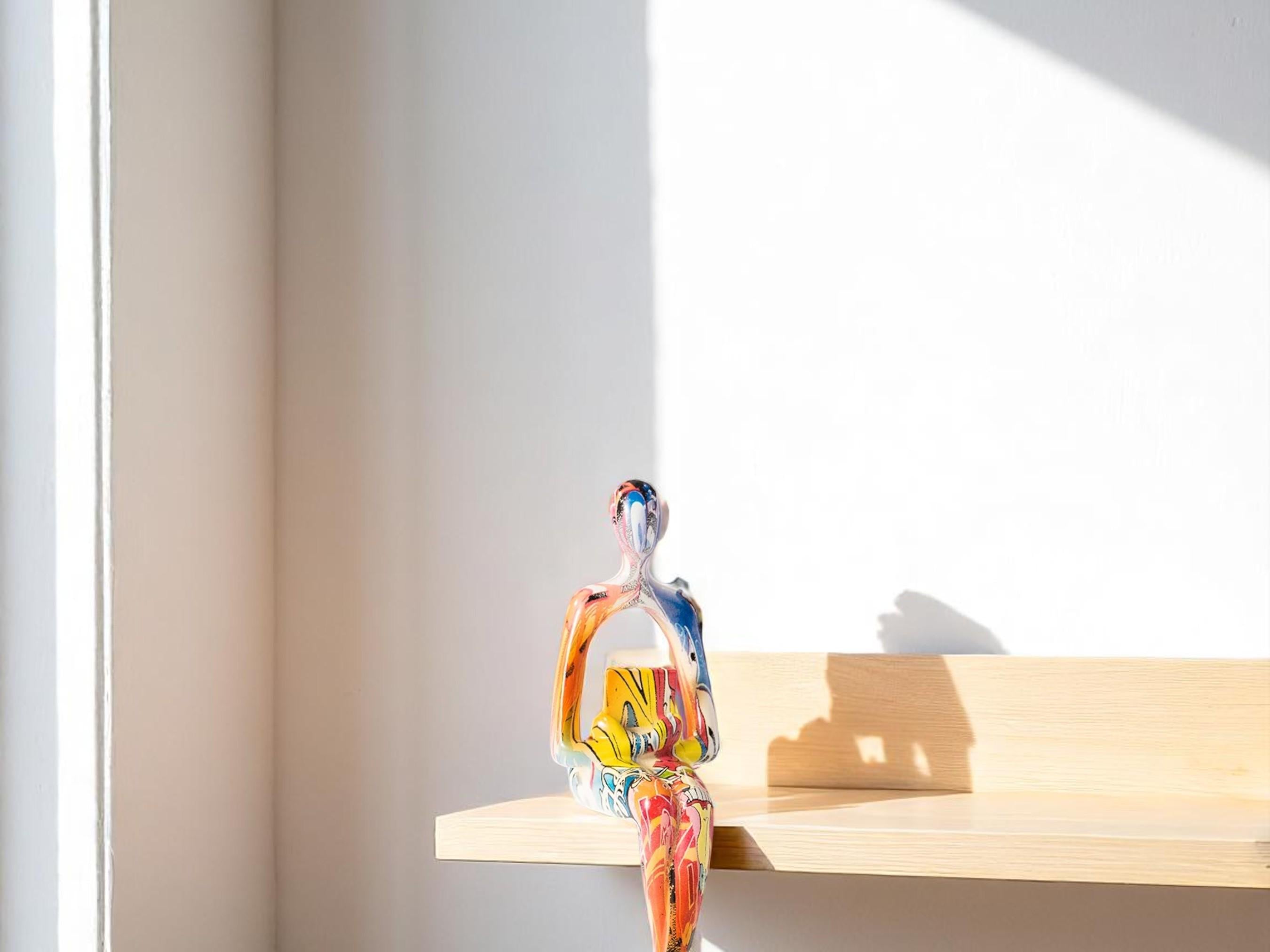 Abstract Resin Graffiti Sculpture, Modern Art Figurine, Colorful Shelf Decor