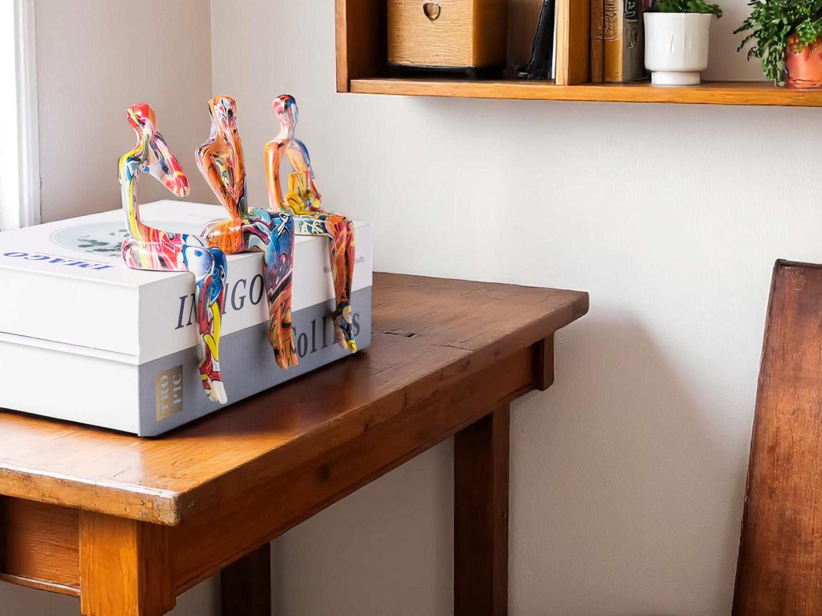 Abstract Resin Graffiti Sculpture, Modern Art Figurine, Colorful Shelf Decor