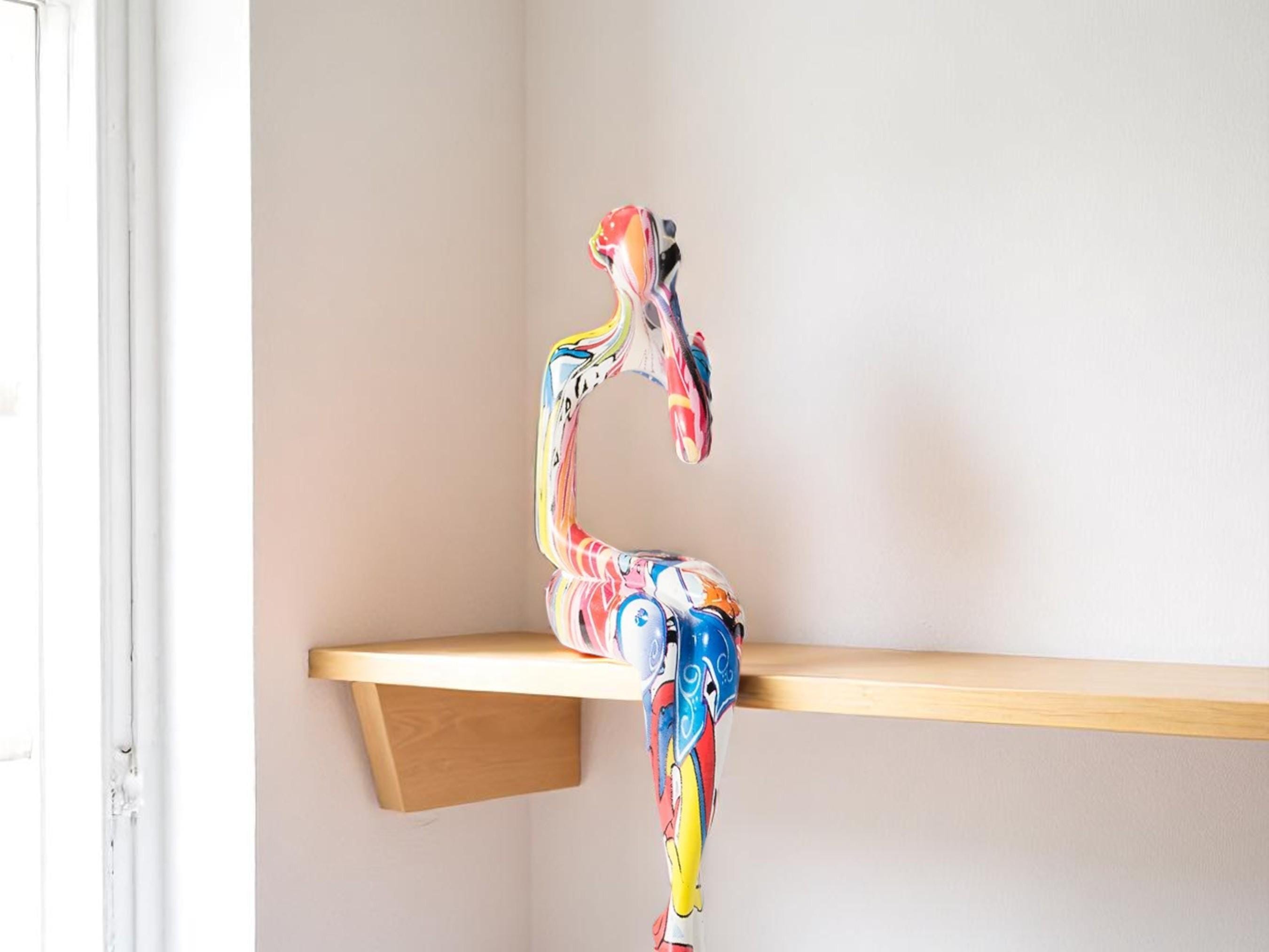 Abstract Resin Graffiti Sculpture, Modern Art Figurine, Colorful Shelf Decor