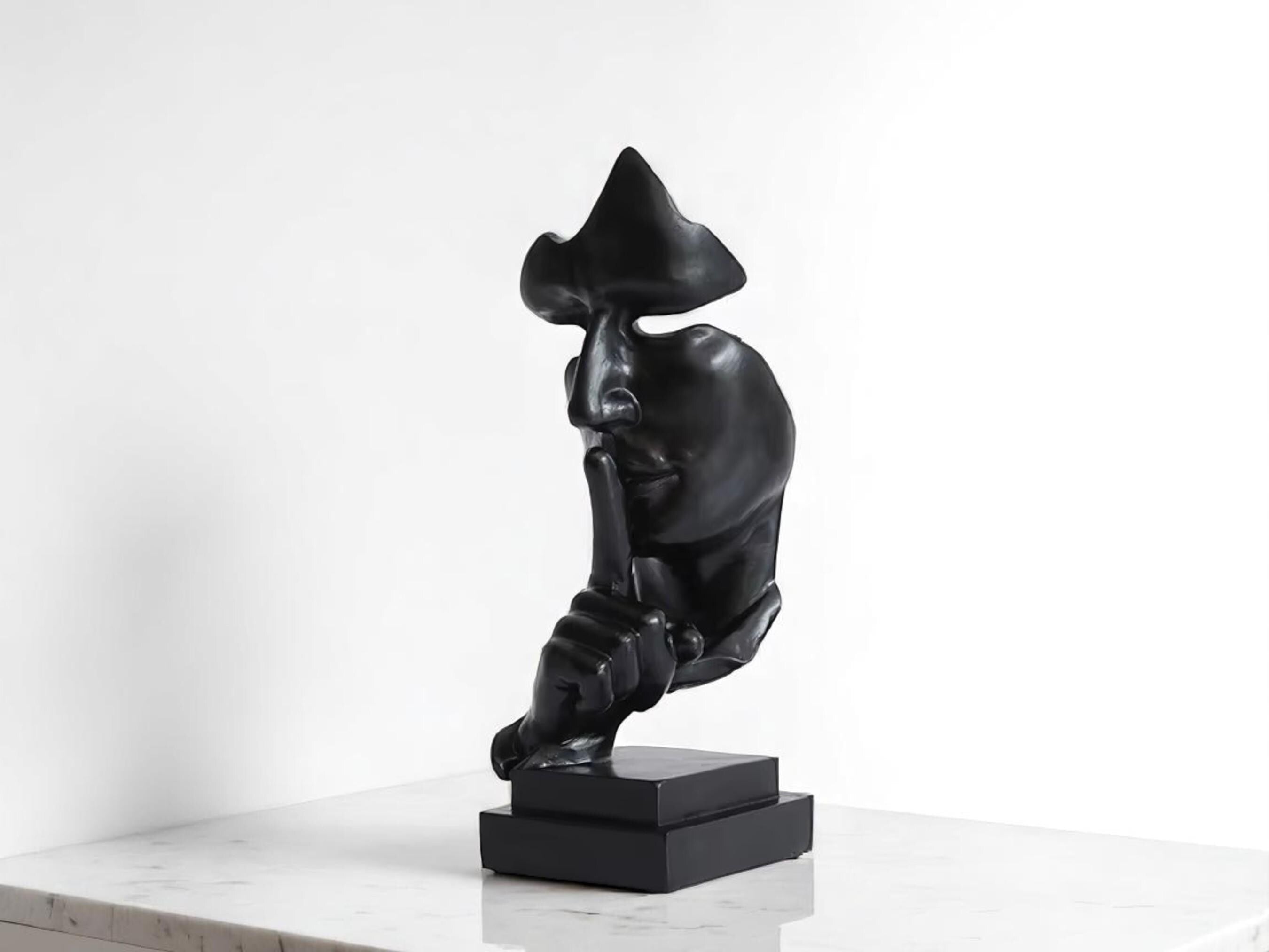 Abstract Face Sculpture, Modern Resin Statue, Minimalist Art Decor for Home