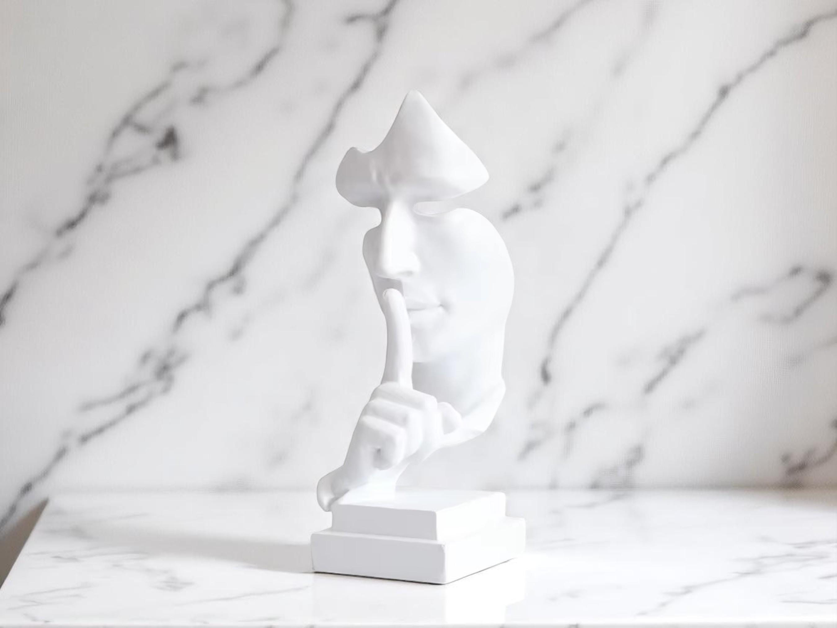 Abstract Face Sculpture, Modern Resin Statue, Minimalist Art Decor for Home