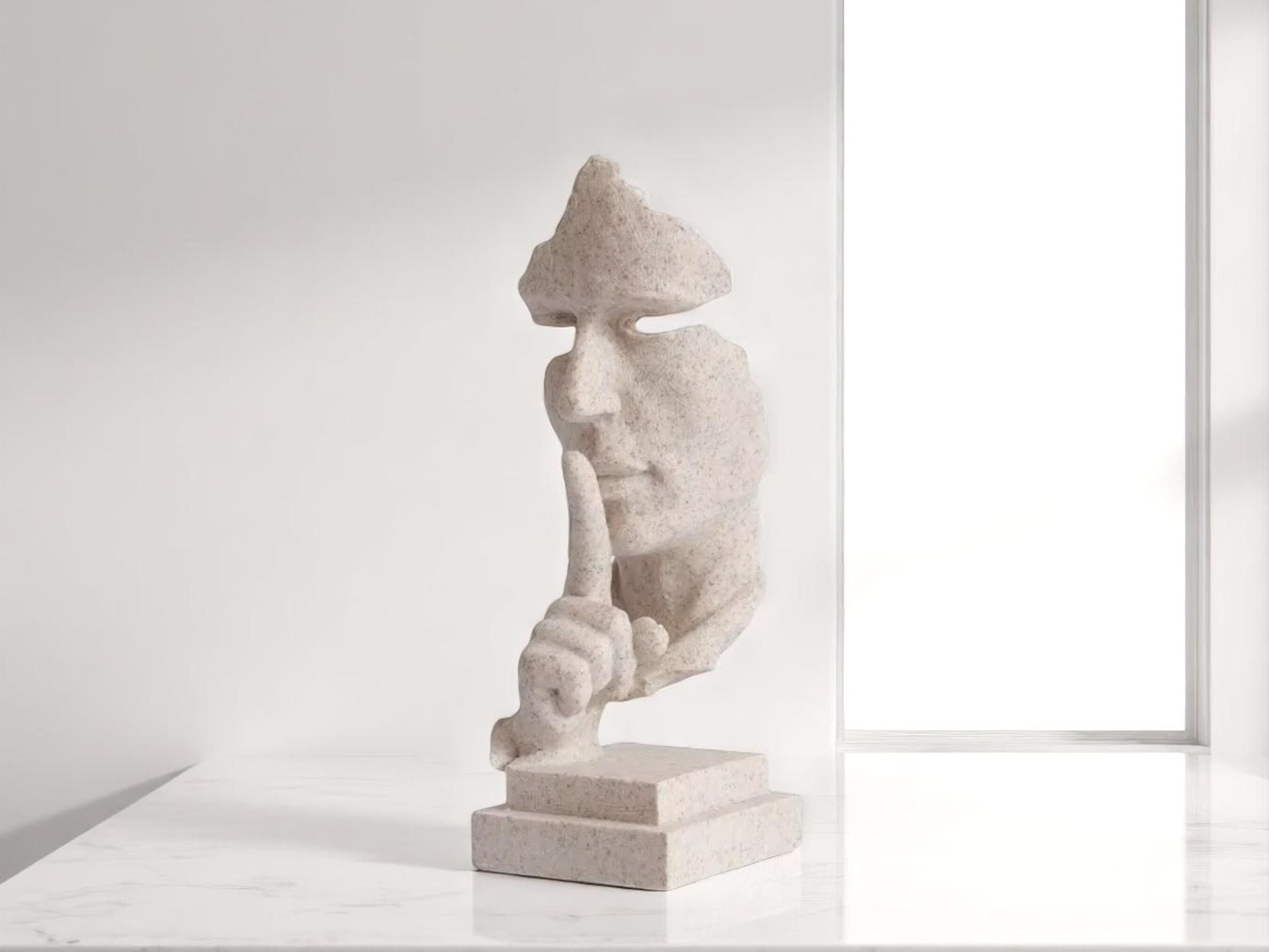 Abstract Face Sculpture, Modern Resin Statue, Minimalist Art Decor for Home