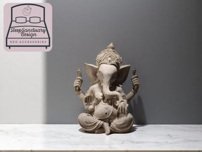 Hindu Ganesha Statue, Ganpati Sculpture, Sandstone Altar Decor, Meditation Room Spiritual Ornament