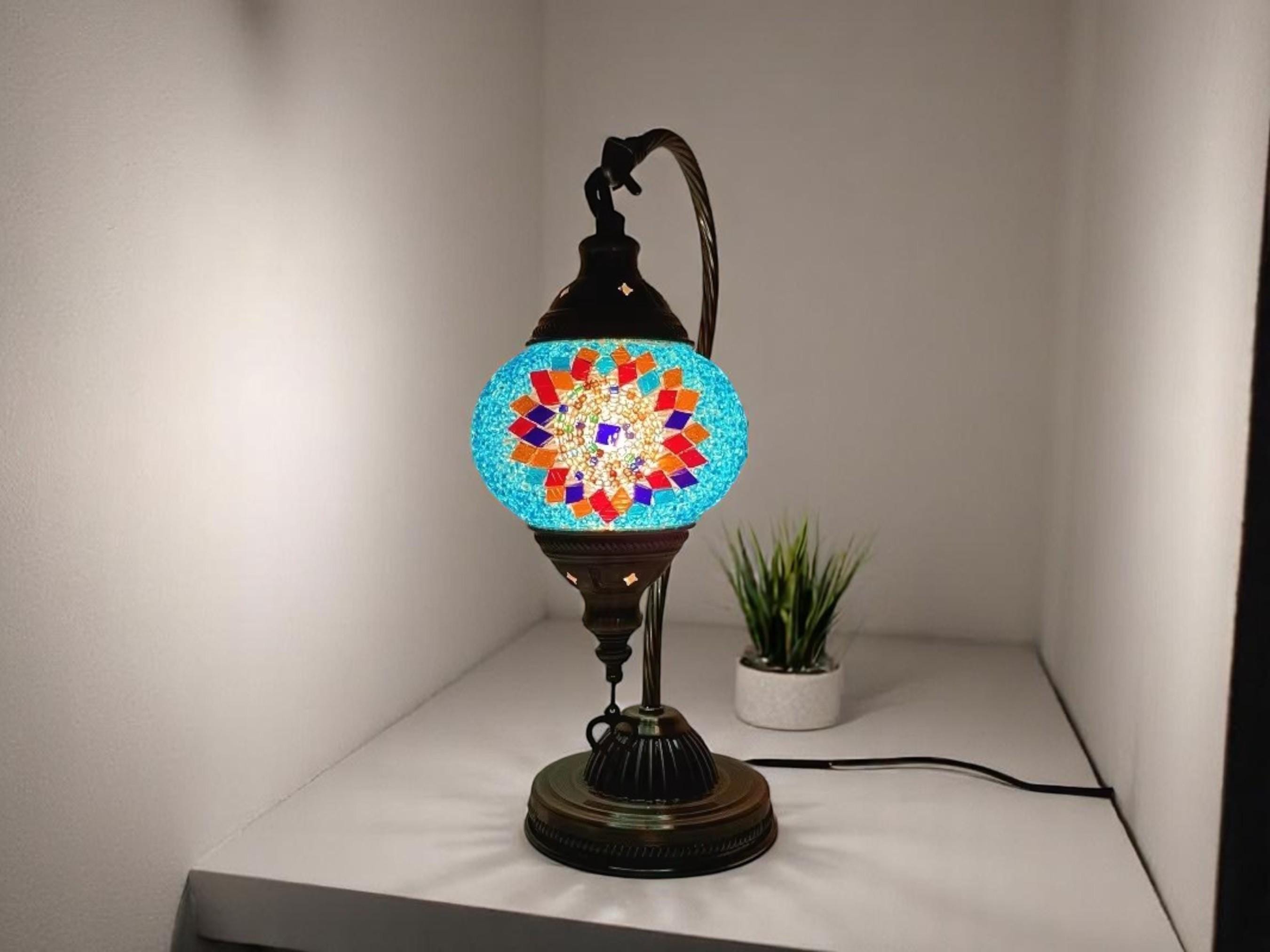 Handmade Mosaic Table Lamp, Colorful Lantern, Ambient Night Light