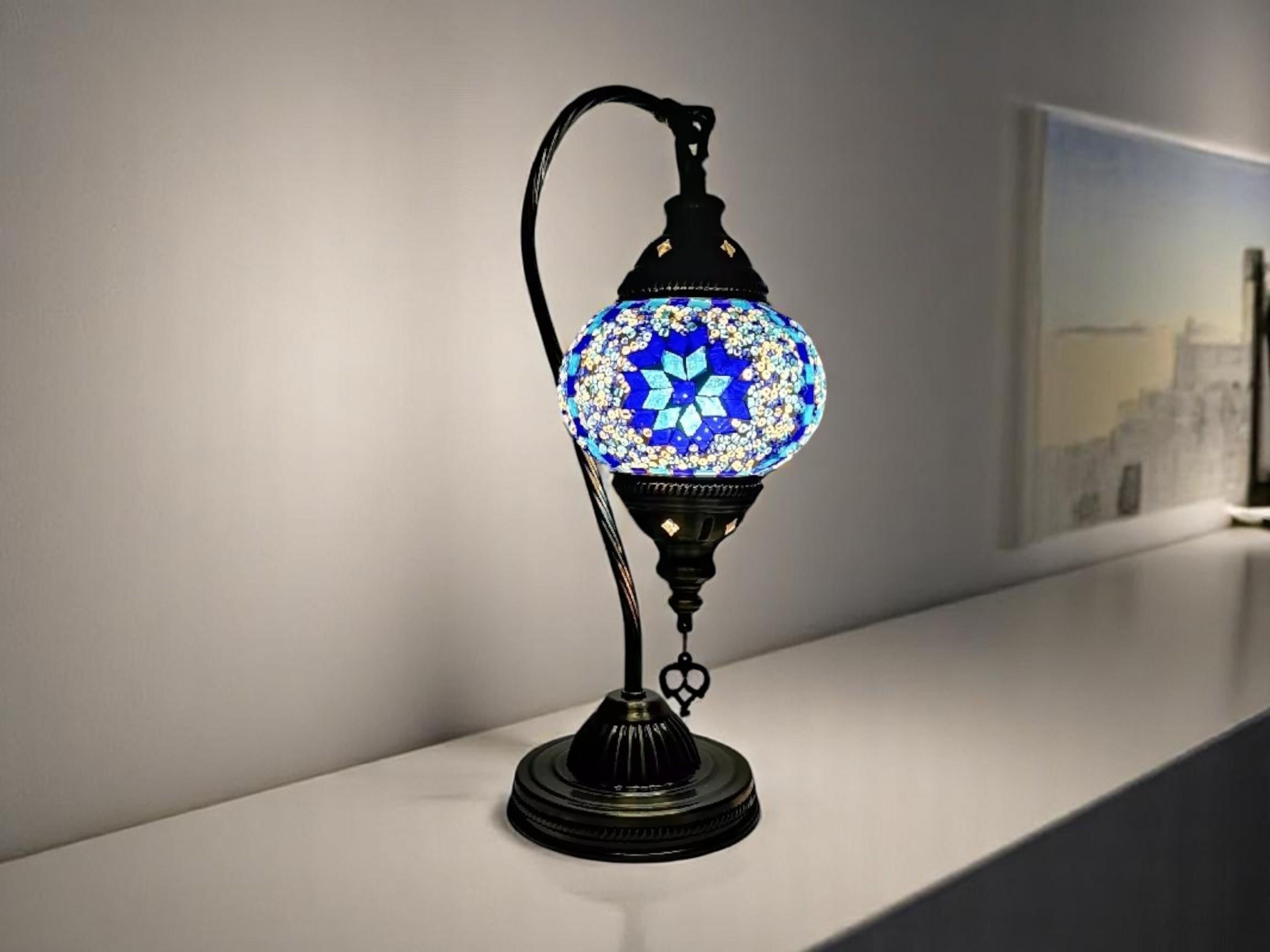 Handmade Mosaic Table Lamp, Colorful Lantern, Ambient Night Light