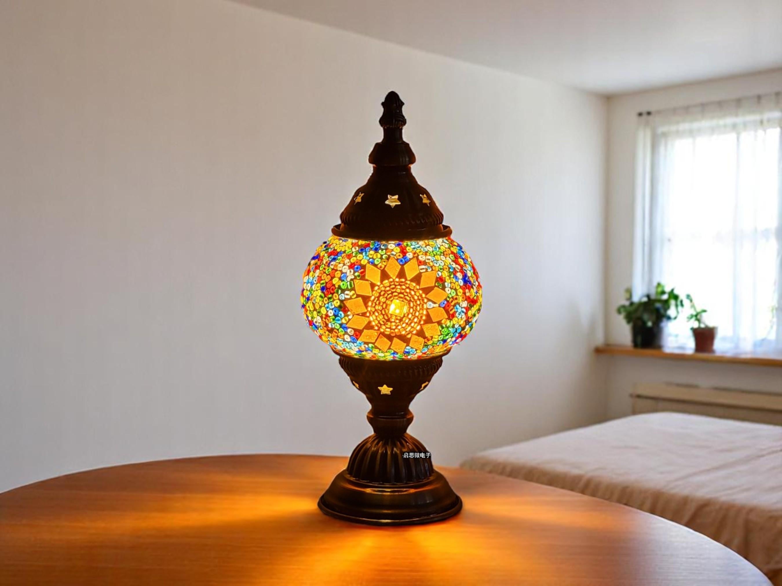 Mosaic Star Table Lamp, Handcrafted LED Retro Night Light