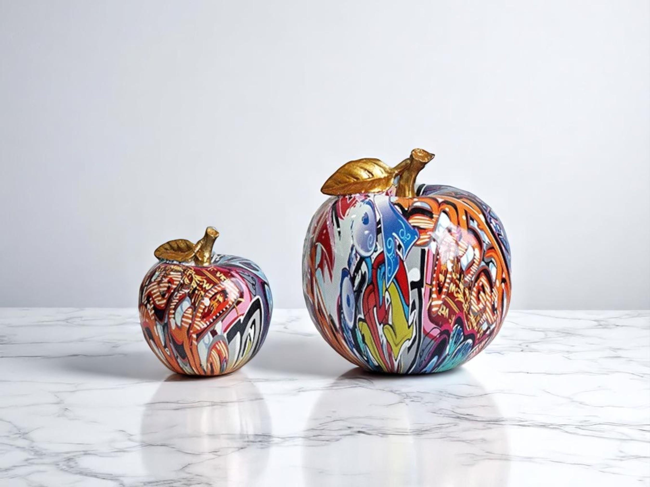 Colorful Resin Fruit Decor, Abstract Graffiti Art Ornament, Modern Home Decoration