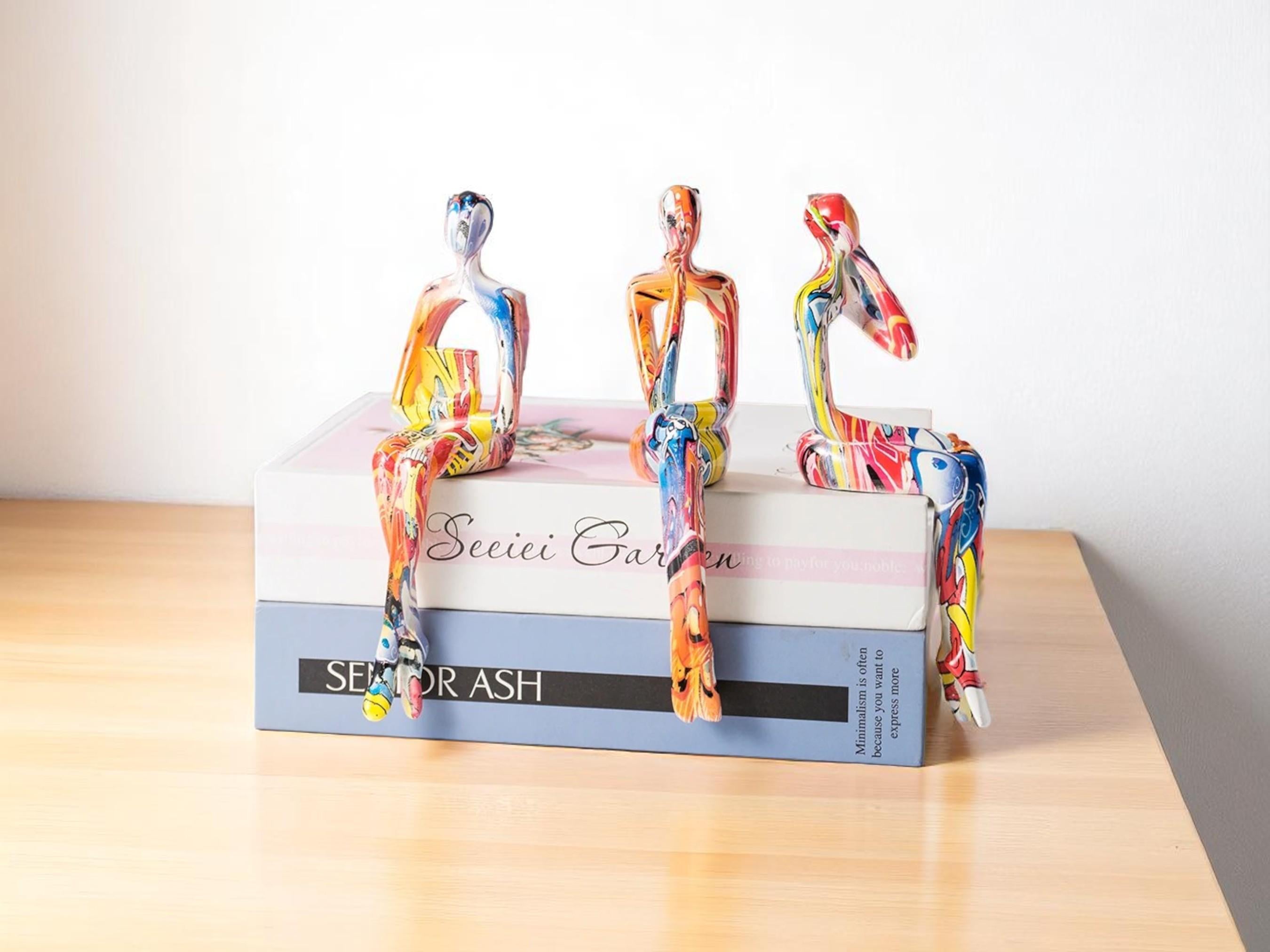 Abstract Resin Graffiti Sculpture, Modern Art Figurine, Colorful Shelf Decor