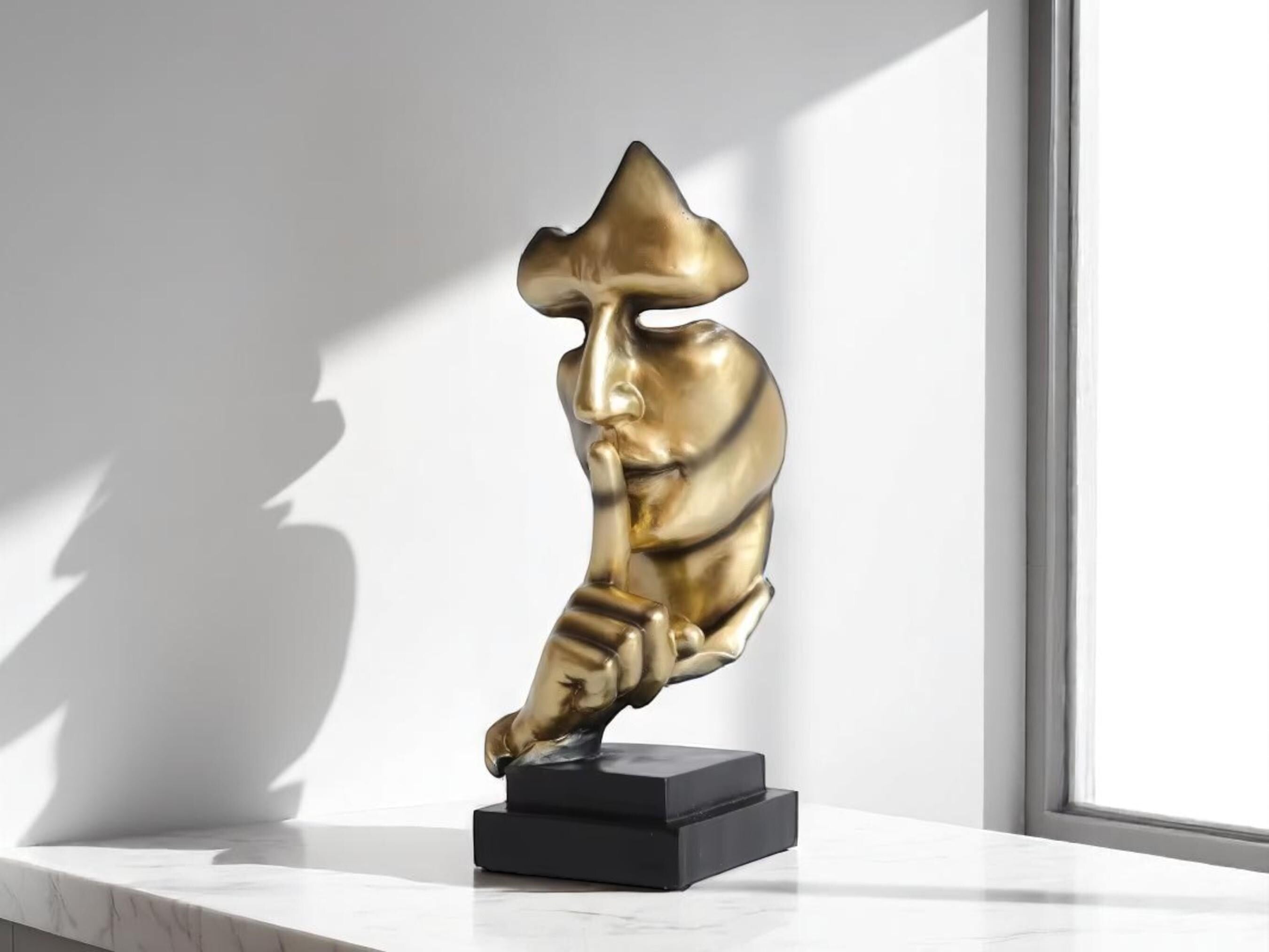 Abstract Face Sculpture, Modern Resin Statue, Minimalist Art Decor for Home