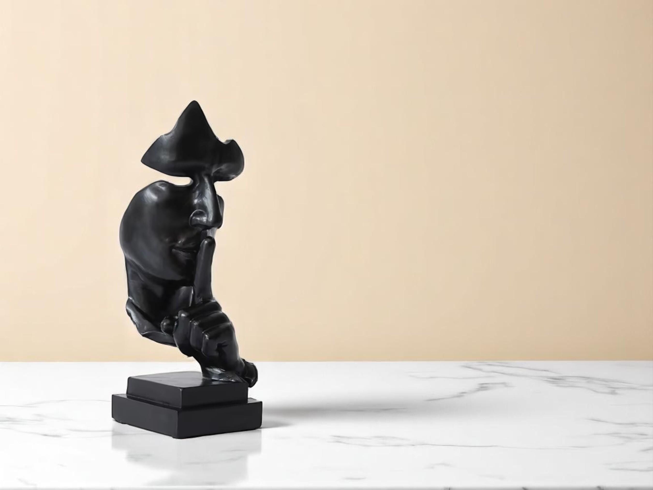 Abstract Face Sculpture, Modern Resin Statue, Minimalist Art Decor for Home