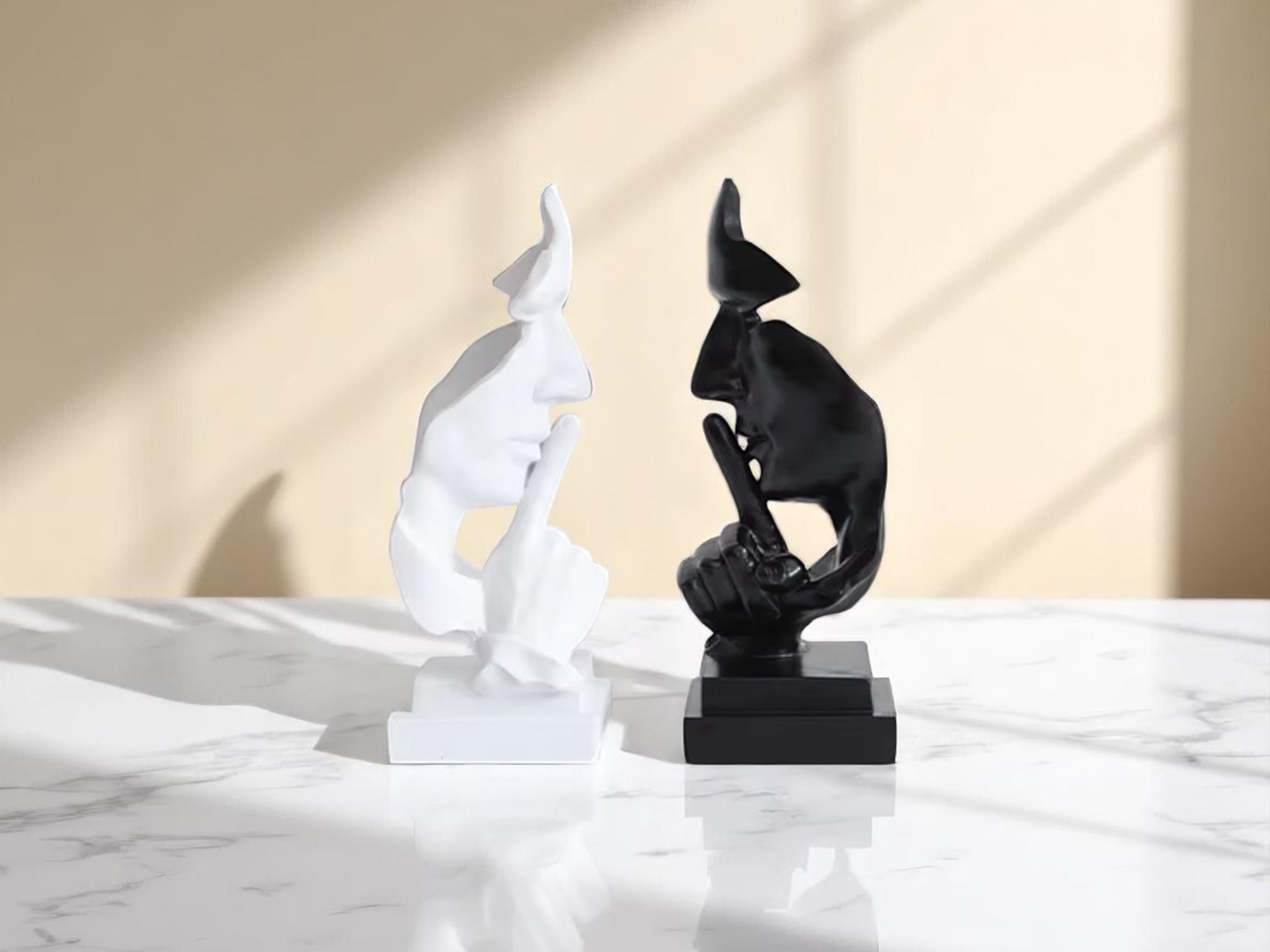 Abstract Face Sculpture, Modern Resin Statue, Minimalist Art Decor for Home