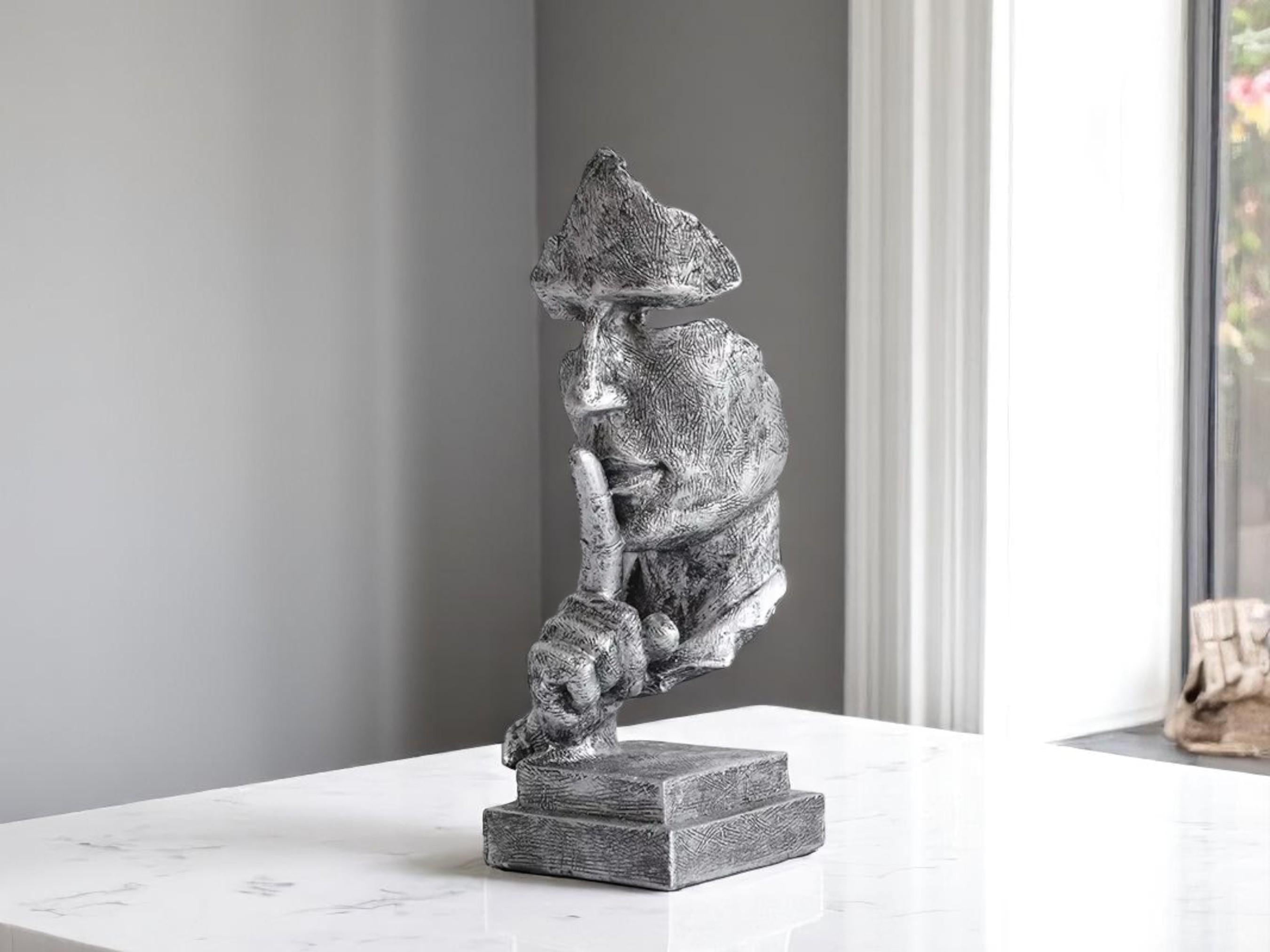 Abstract Face Sculpture, Modern Resin Statue, Minimalist Art Decor for Home