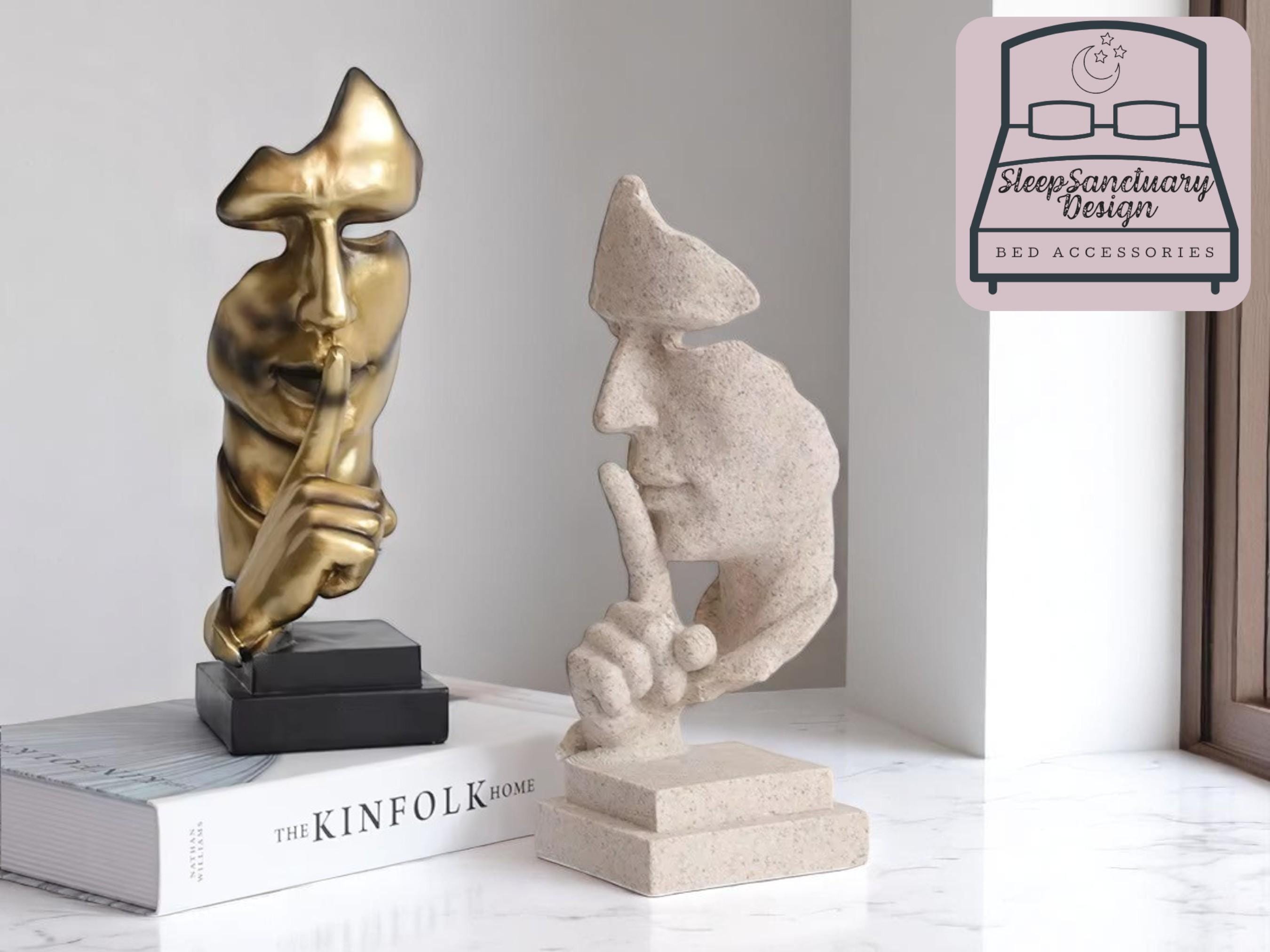 Abstract Face Sculpture, Modern Resin Statue, Minimalist Art Decor for Home