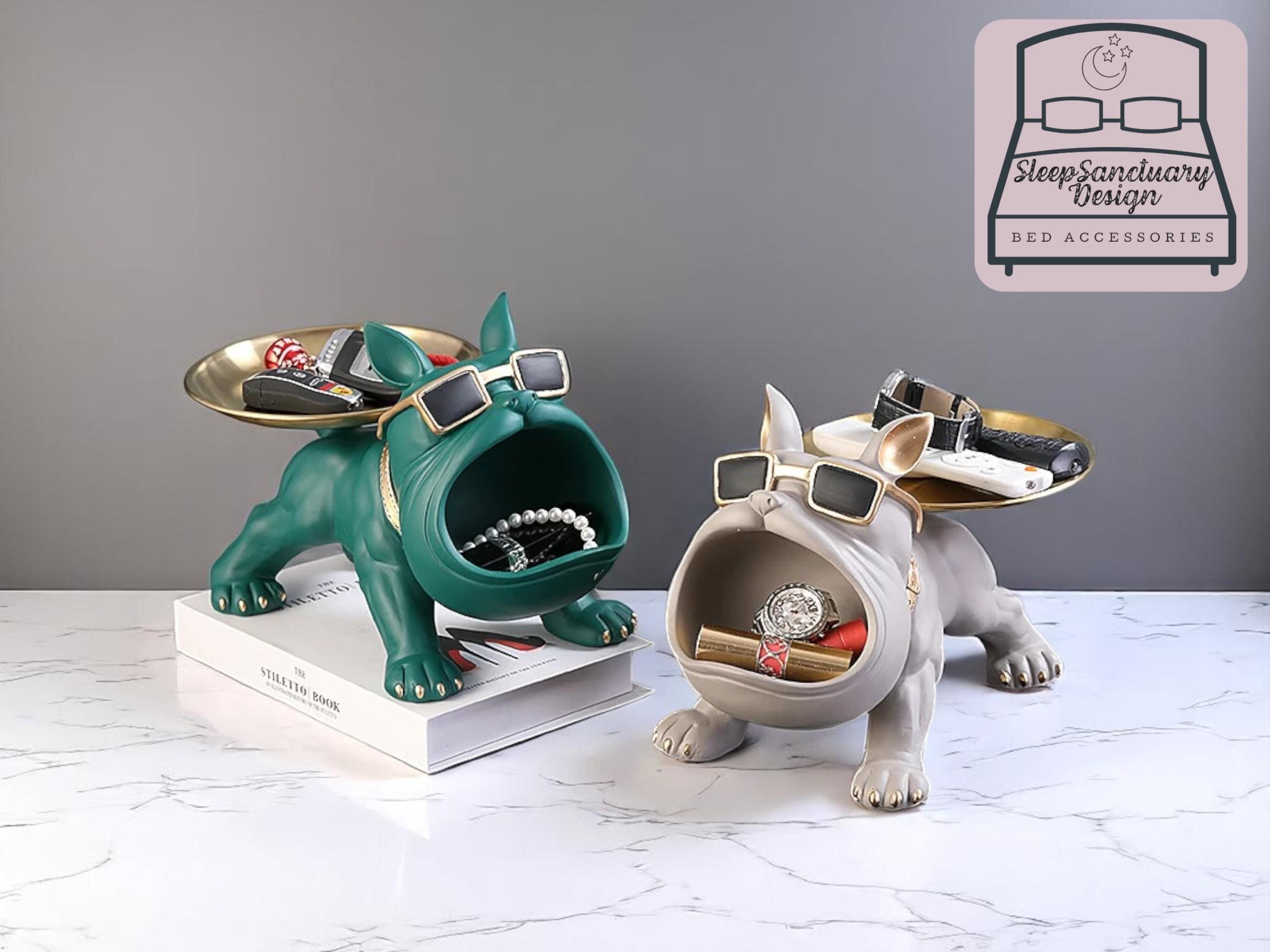 Bulldog Resin Desk Organizer, Catchall Tray for Sunglasses, Jewelry, Accessories, Office Storage