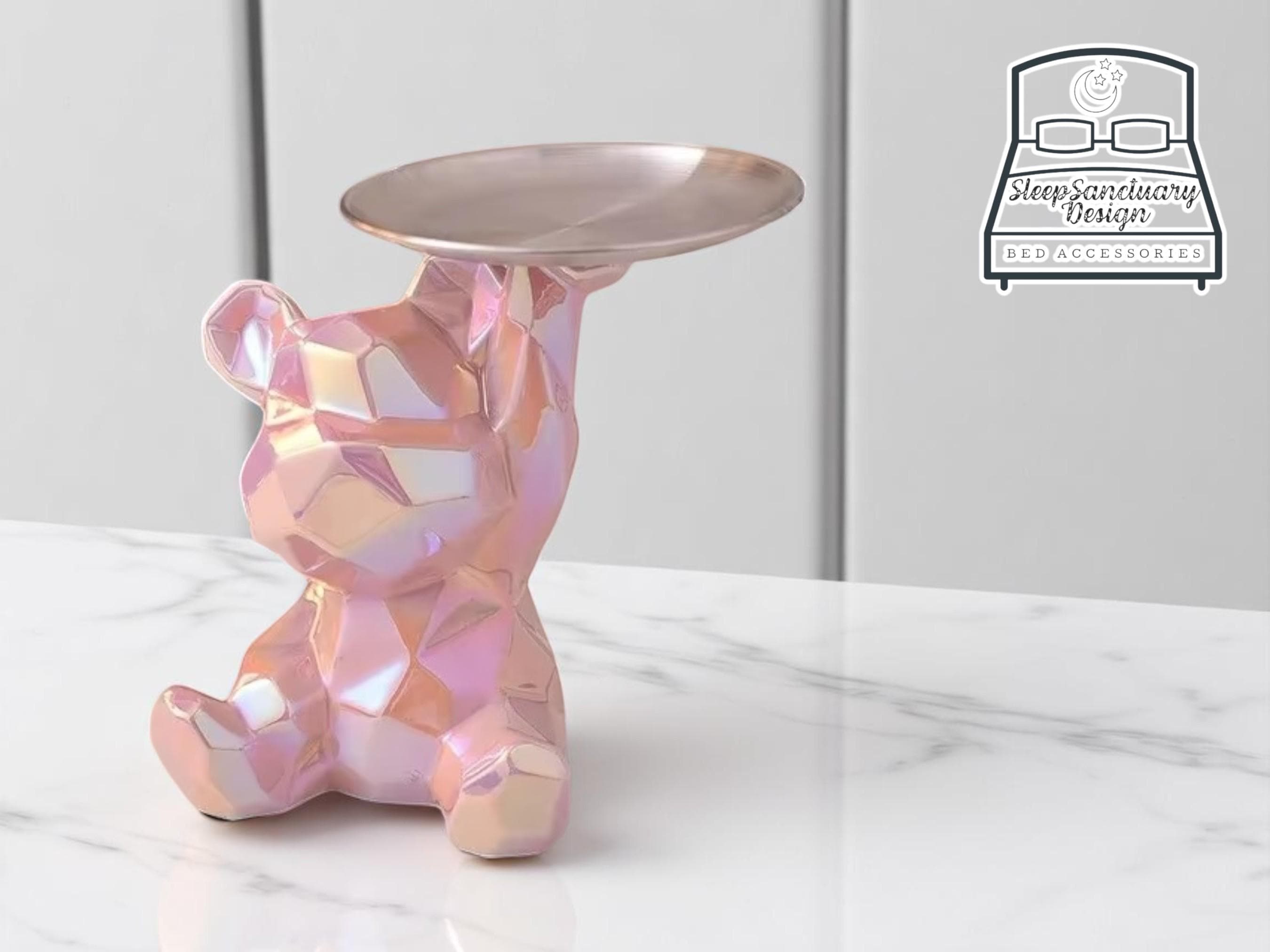 Geometric Bear Ceramic Tray, Modern Storage Dish, Coin Holder, Desk Organizer