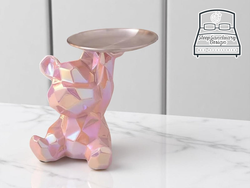 Geometric Bear Ceramic Tray, Modern Storage Dish, Coin Holder, Desk Organizer